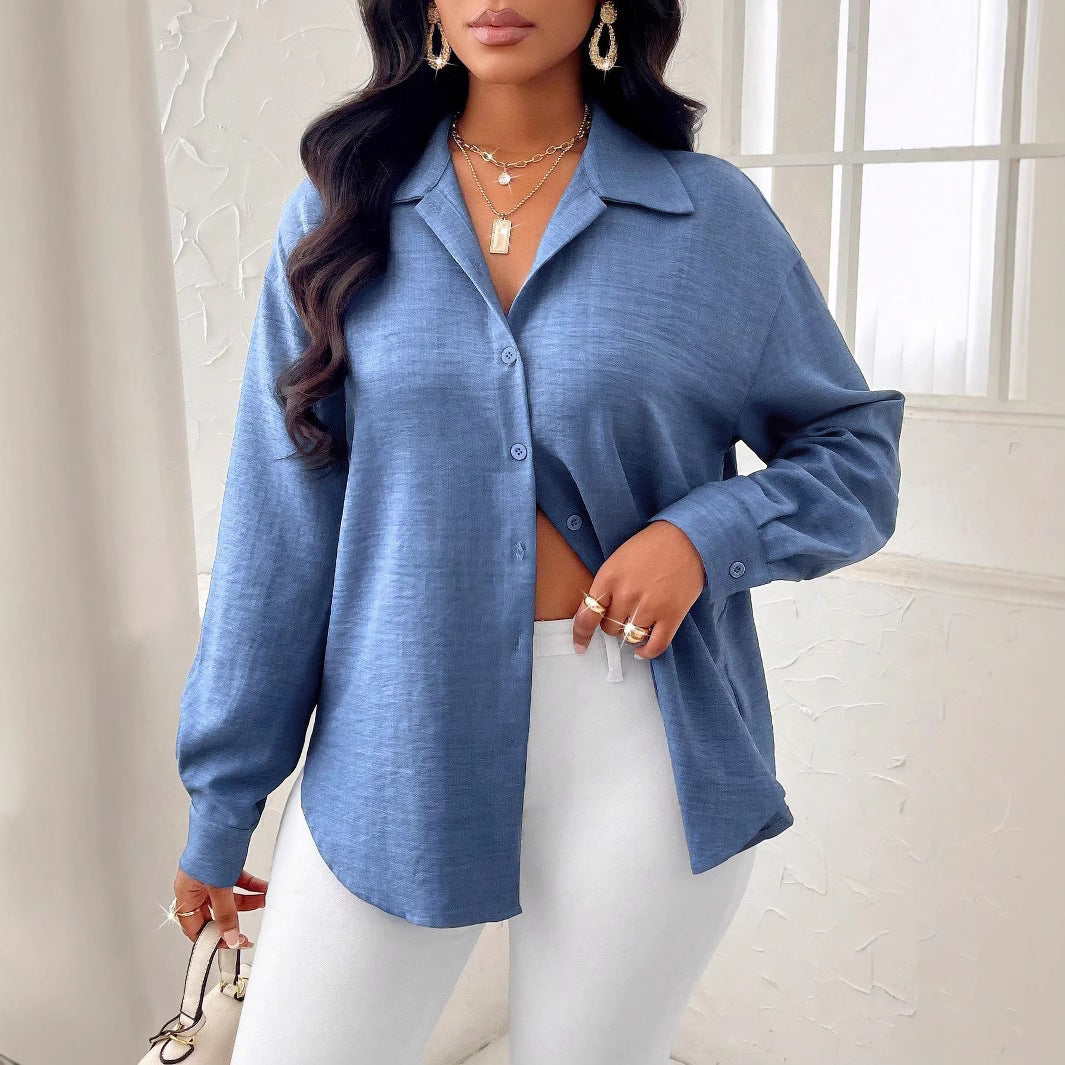 Damen Taillierte Wickelbluse mit Hemdkragen, asymmetrischem Saum & Ballonärmeln – Avérine