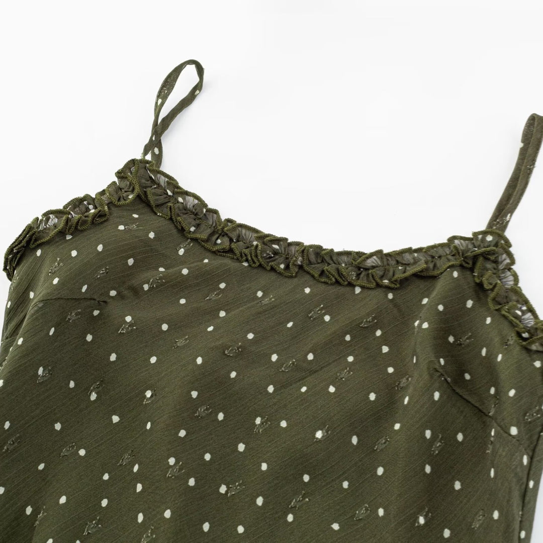 Damen Maxikleid mit zarten Spaghettiträgern und Punktmuster Echo Archiv