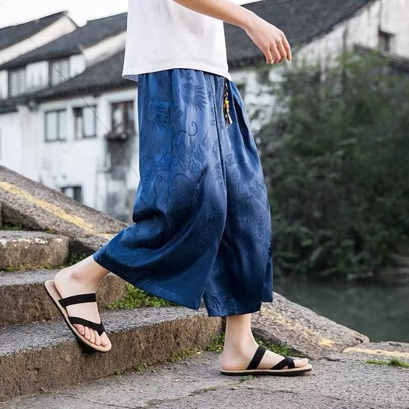 Herren luftige Haremshose mit elegantem Muster und elastischem Bund Echoarchiv