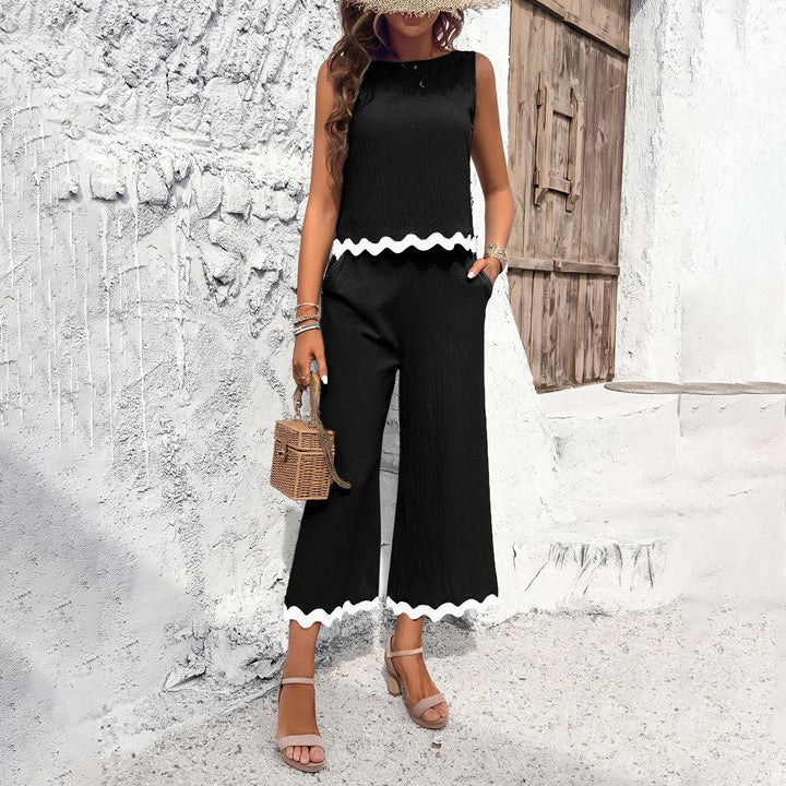 Damen Zweiteiliges Set mit Crop-Top und weitem Hosen Echo Archiv