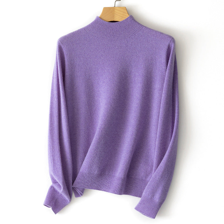 Damen Feiner Stehkragen-Pullover aus Kaschmir-Mix mit gerippten Abschlüssen Echoarchiv
