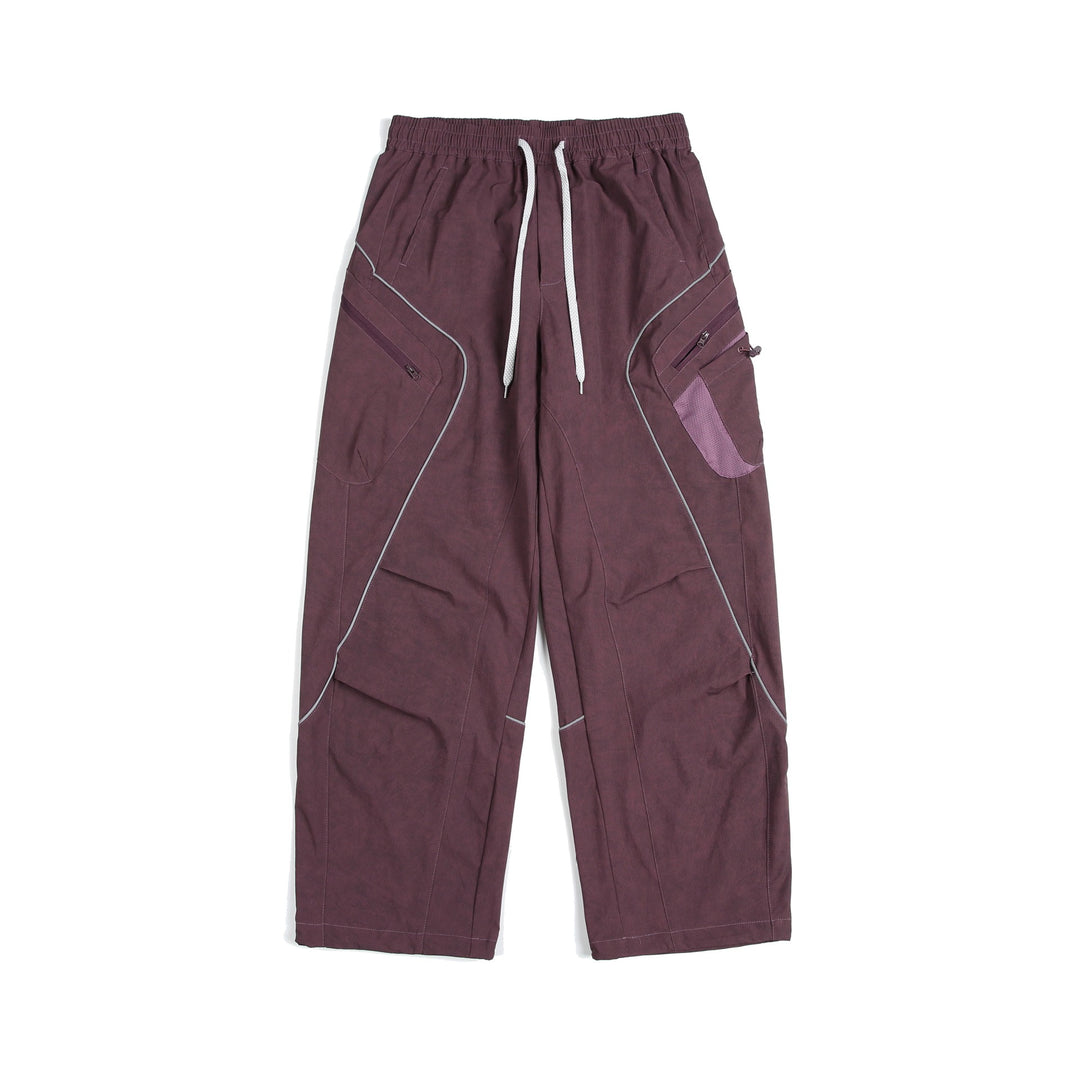 Unisex Cargo-Culotte-Hose mit elastischem Bund, Reißverschlusstaschen und Mesh‑Einsätzen Echoarchiv