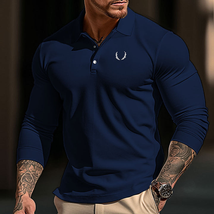 Herren sportliches Langarm Poloshirt mit atmungsaktivem Material und elegantem Kragen Echoarchiv
