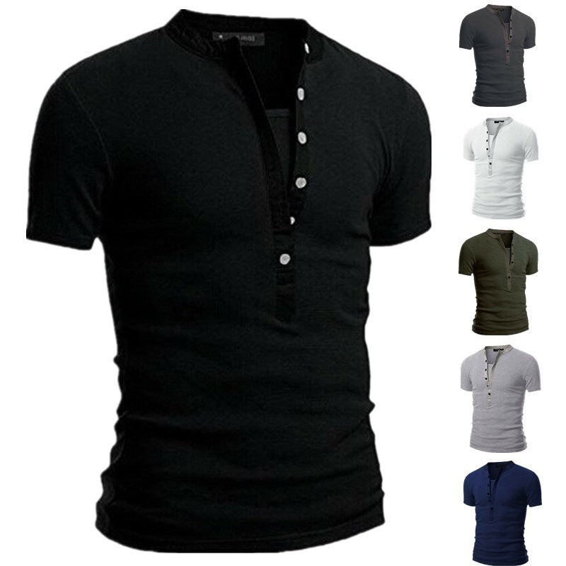 Herren Kurzarm Shirt mit modernen Knöpfen und gestepptem Kragen Echoarchiv