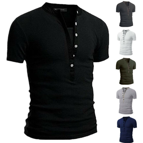 Herren Kurzarm Shirt mit modernen Knöpfen und gestepptem Kragen Echoarchiv