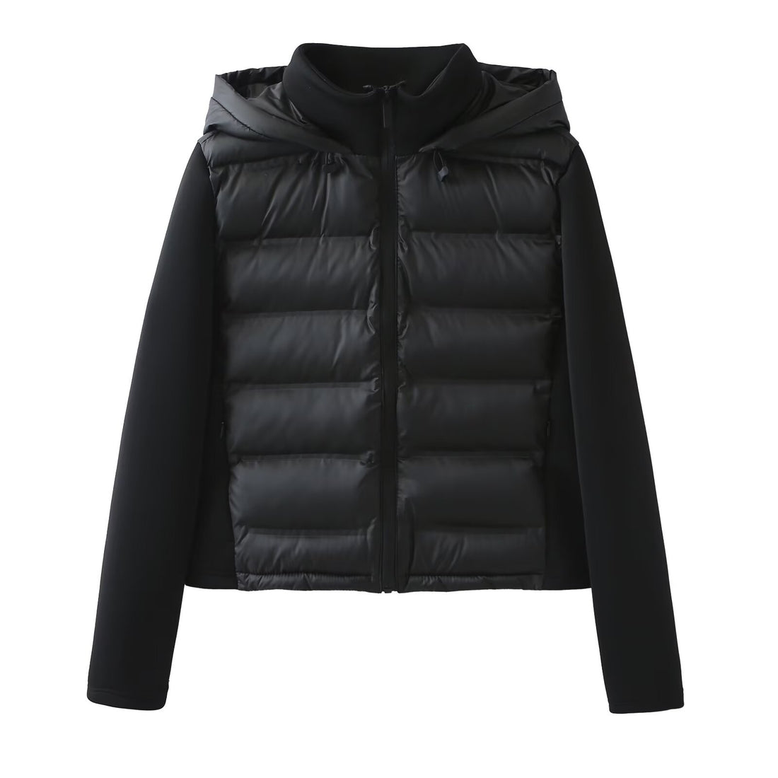 Damen Hybrid-Steppjacke mit Softshell-Ärmeln und Kapuze Echoarchiv
