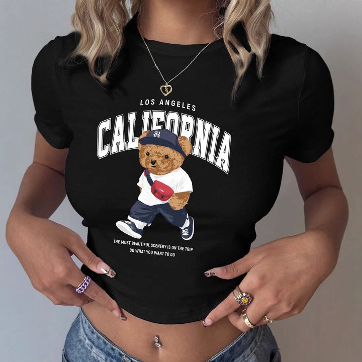 Damen T-Shirt mit kreativem Bärenmotiv und urbanem Lifestyle-Print Echo Archiv