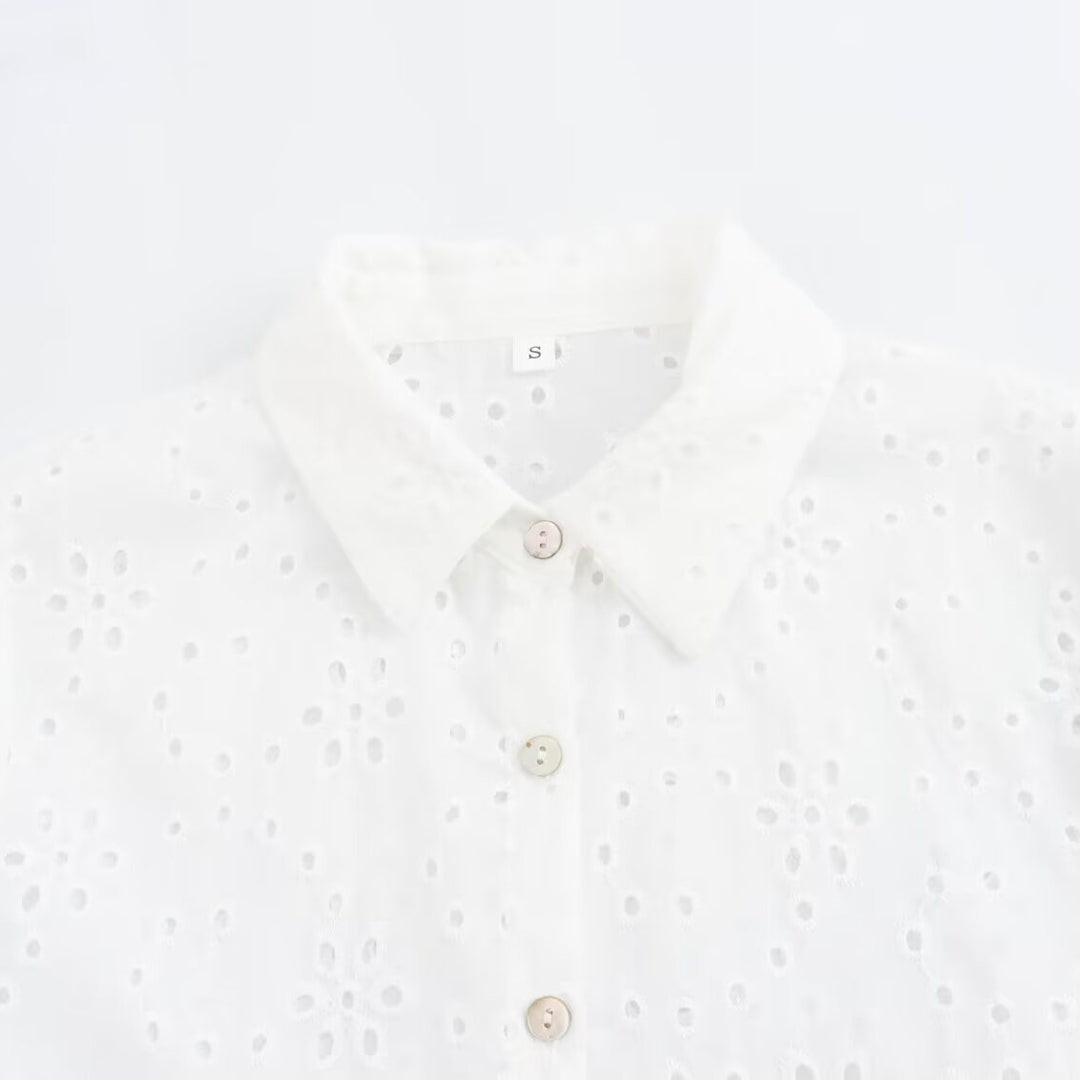 Damen Broderie-Anglaise Hemdblusenkleid mit Stufenrock Echo Archiv