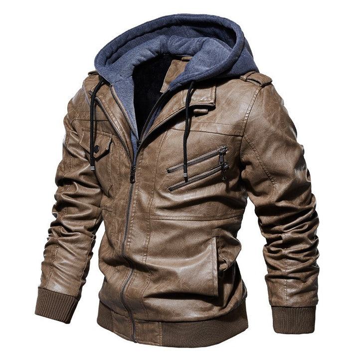 Herren modische Lederjacke mit Kapuze und Innenfleece Echo Archiv