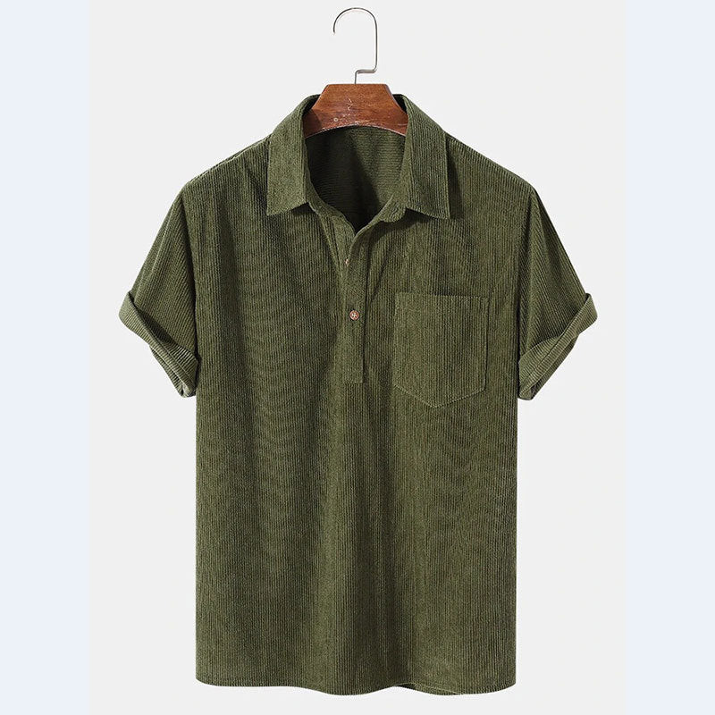 Herren Kurzarm Poloshirt aus gestreiftem Stoff mit Knopfleiste und Brusttasche Echoarchiv