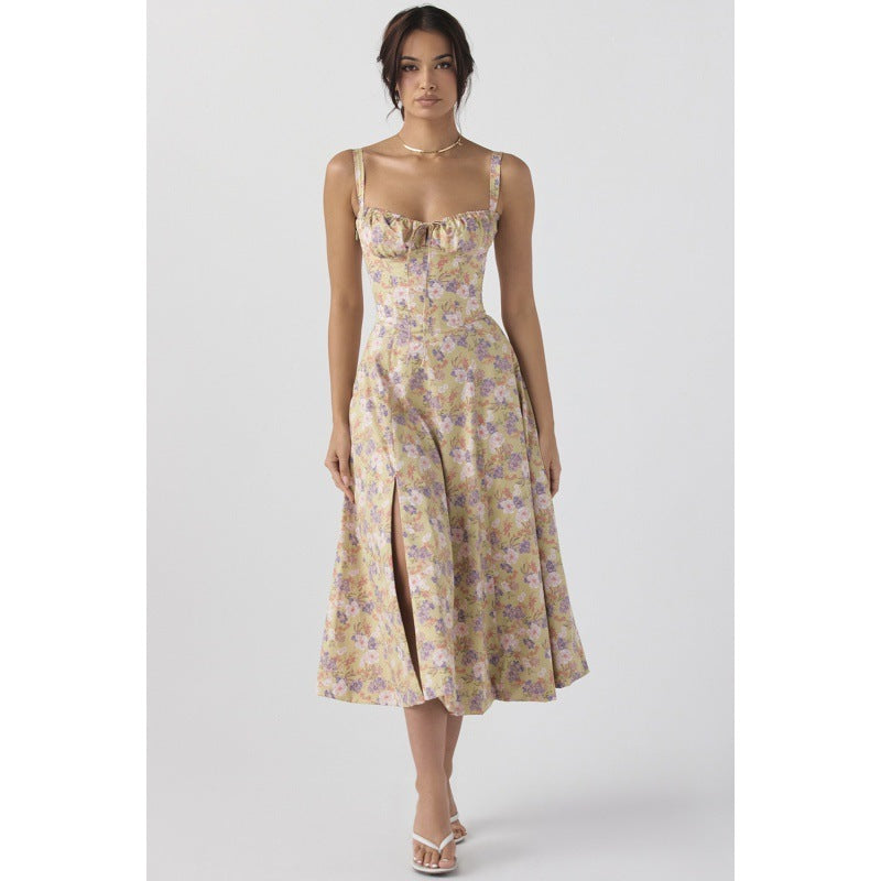 Damen Maxikleid mit floralem Design und elegantem Schlitz Echo Archiv