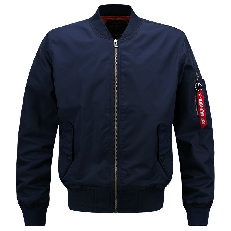Herren Glatte Nylon-Bomberjacke mit gefütterter Innenlage, Rippbündchen und Ärmel-Utilitytasche – Brevano