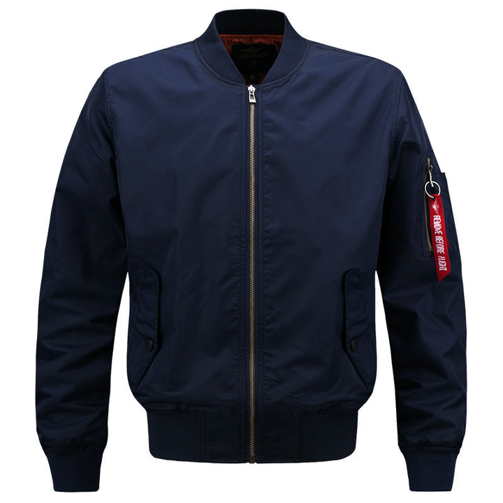 Herren Glatte Nylon-Bomberjacke mit gefütterter Innenlage, Rippbündchen und Ärmel-Utilitytasche – Brevano