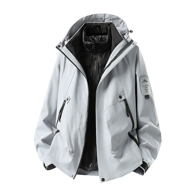 Herren Zwei-in-eins Wetterschutzjacke mit abnehmbarer Steppweste und verstellbarer Kapuze Echoarchiv