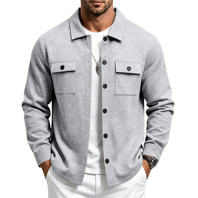 Herren Overshirt-Jacke mit Druckknopfleiste und aufgesetzten Brusttaschen – Taviero