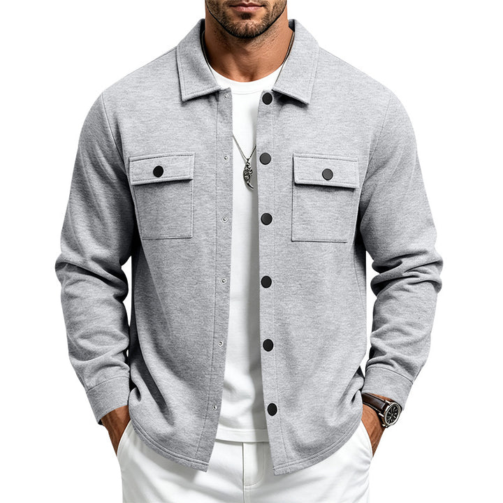 Herren Overshirt-Jacke mit Druckknopfleiste und aufgesetzten Brusttaschen – Taviero