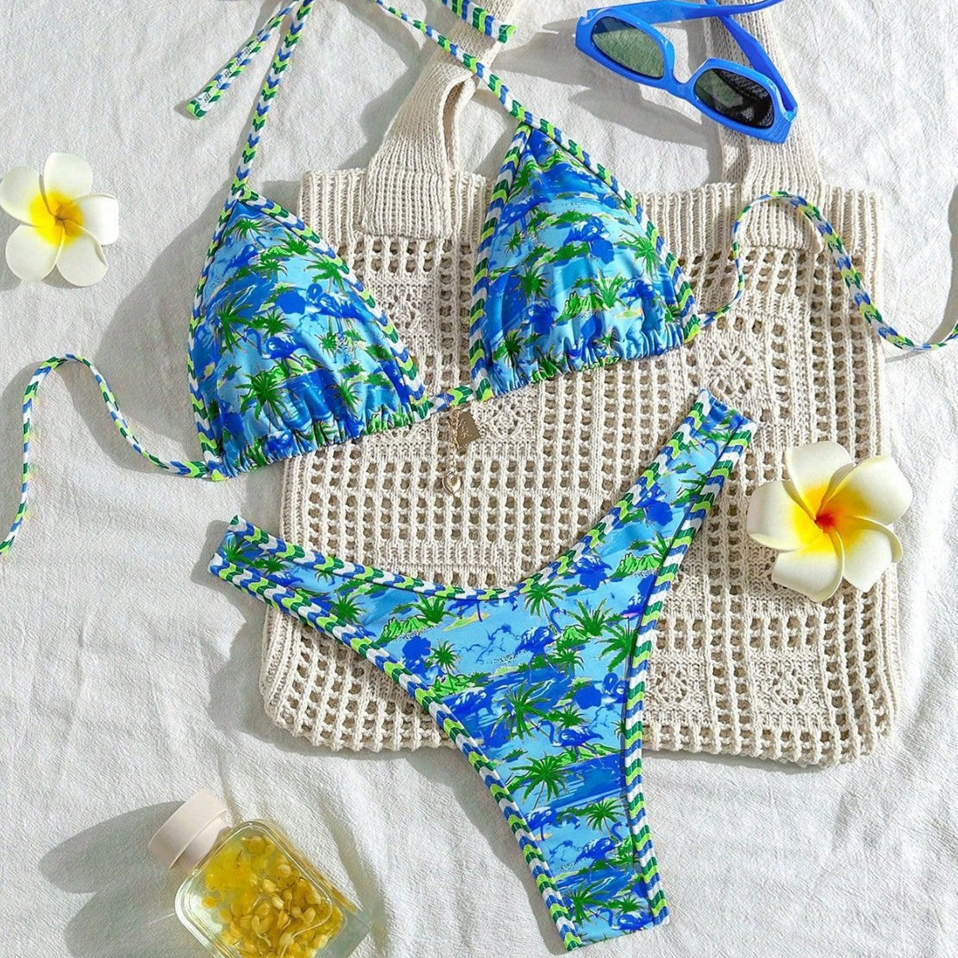Damen Hochwertiger Triangel-Bikini mit maritimem Motiv Echo Archiv
