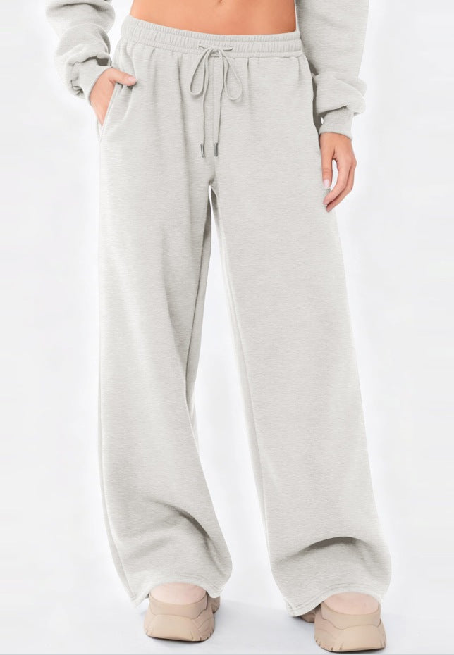 Damen weite Loungehose mit hohem Komfortbund, elastischem Tunnelzug und seitlichen Eingrifftaschen – Avélisse