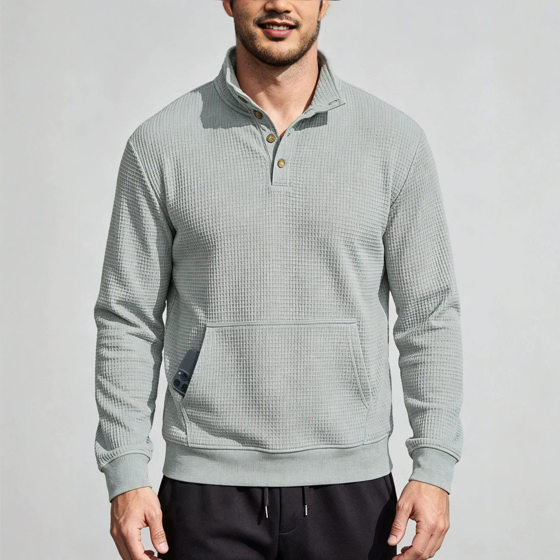 Herren Modischer Sportpullover mit Knopfleiste – Cavarno