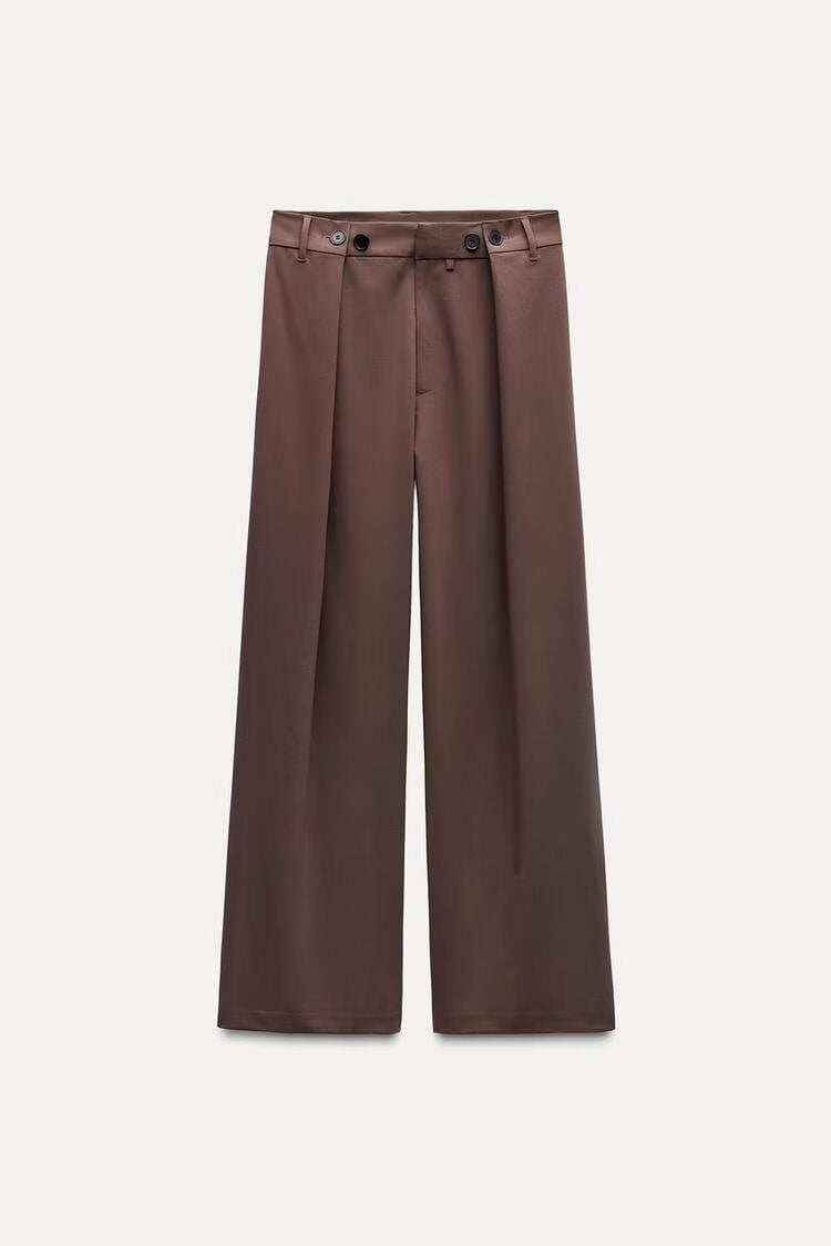 Damen Hochtaillierte Palazzohose mit frontalen Bundfalten und weitem Bein Echo Archiv