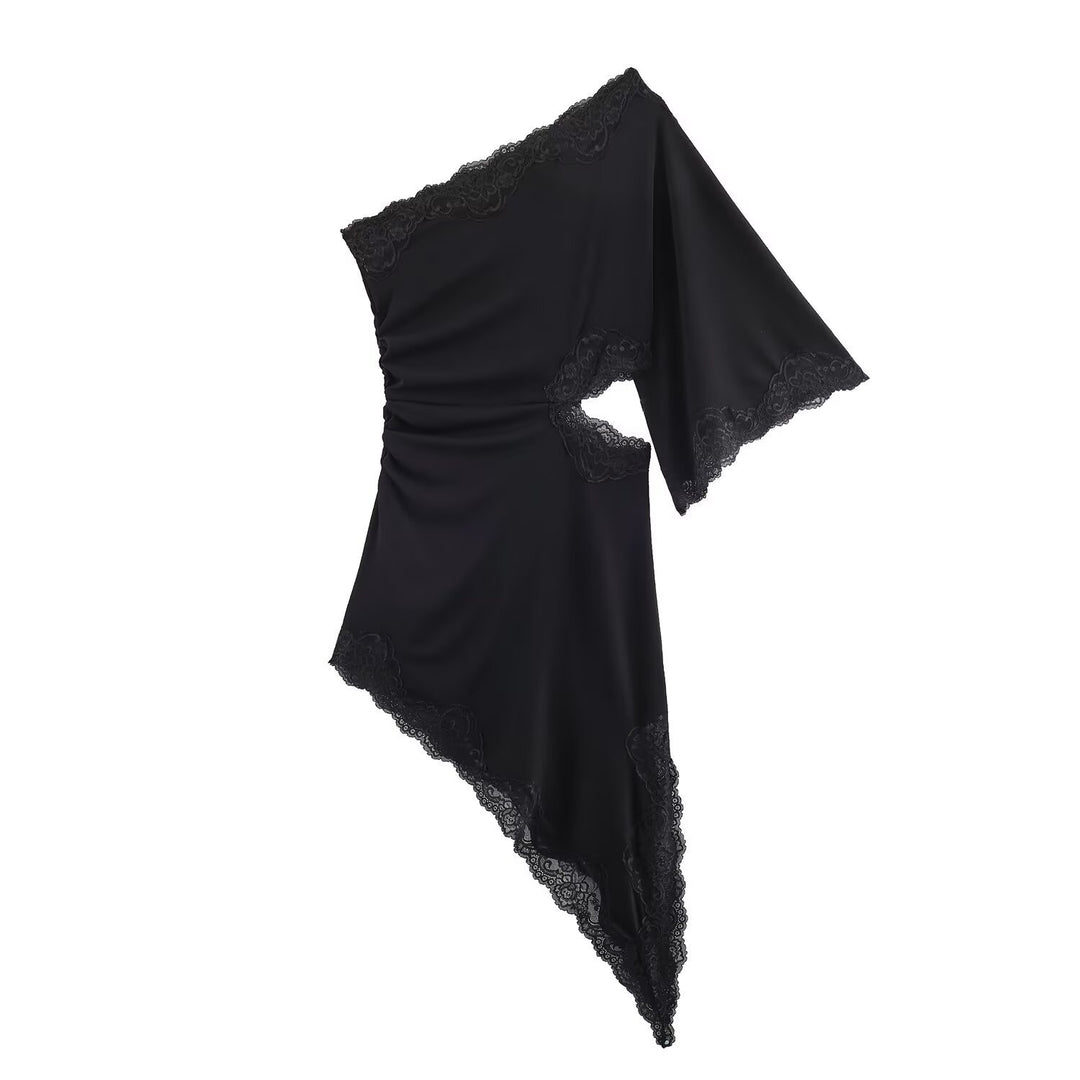 Damen asymmetrisches Spitzenoberteil mit eleganten Rüschendetails Echo Archiv