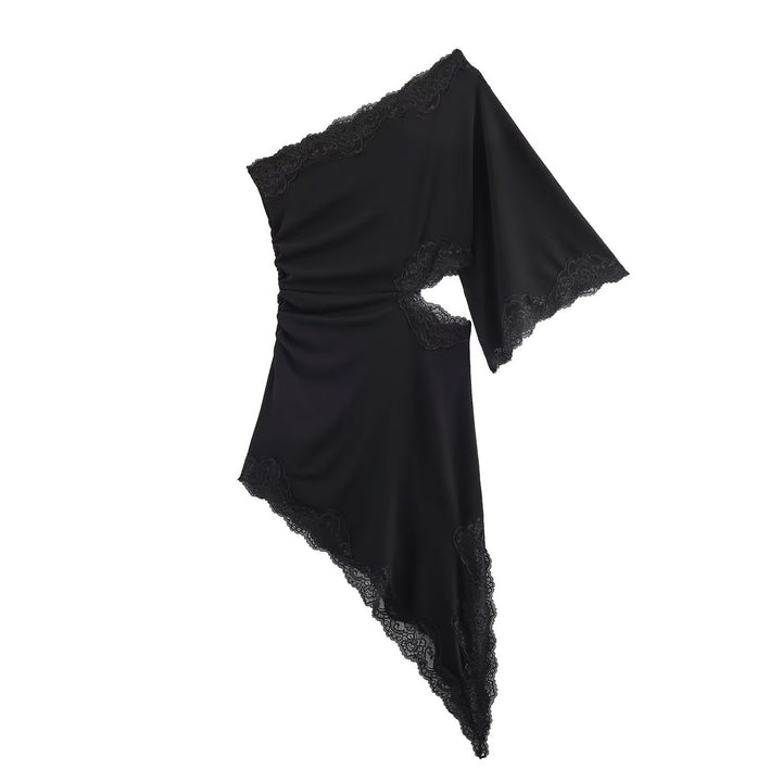 Damen asymmetrisches Spitzenoberteil mit eleganten Rüschendetails Echo Archiv