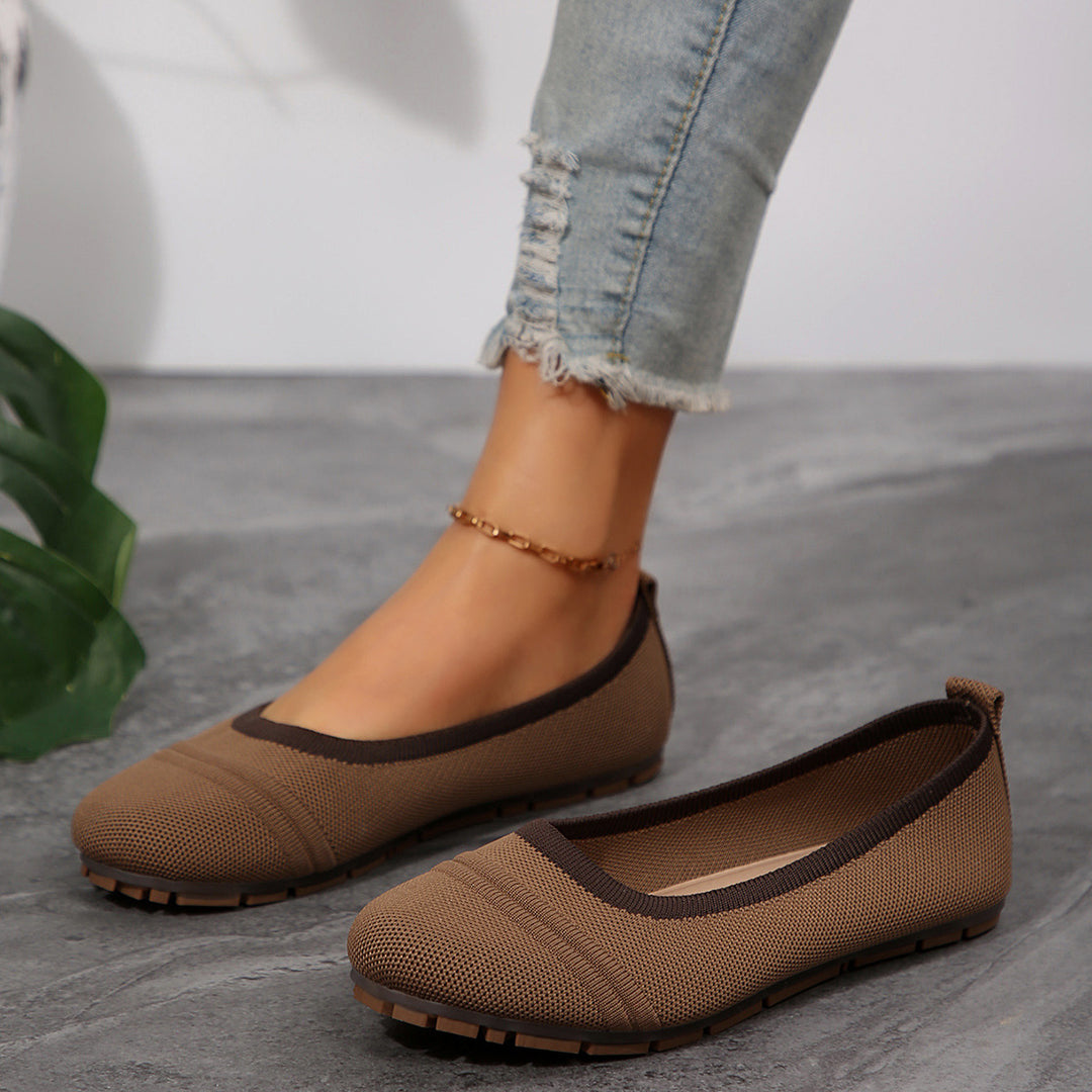 Damen  atmungsaktive Strick‑Ballerina mit ergonomischem Memory‑Fußbett und rutschfester Flexsohle Echo Archiv