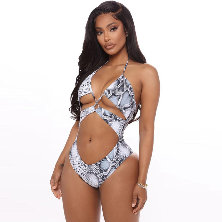 Damen Cut-Out Badeanzug mit schickem Schlangenmuster Echo Archiv