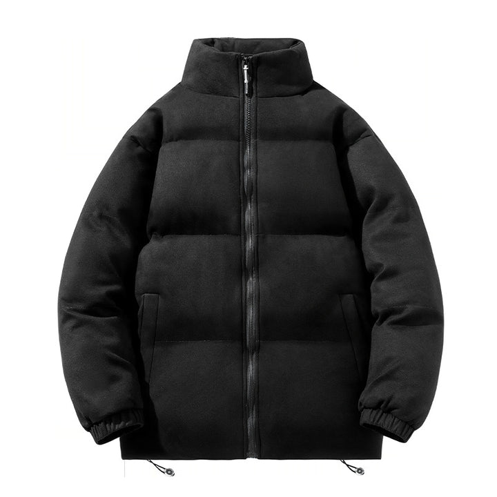 Herren breite Blocksteppjacke mit gepolsterter Thermo-Füllung, hohem Stehkragen und Kordelzugsaum – Taviero