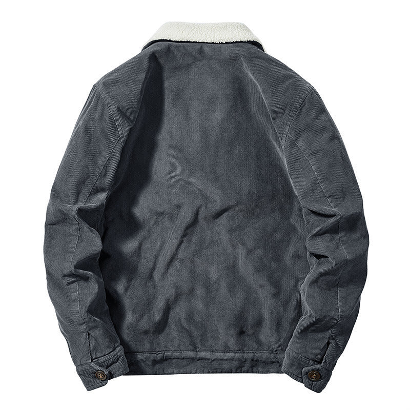 Herren Cord-Worker-Truckerjacke mit wärmender Sherpa-Innenfütterung und Hemdkragen Echoarchiv
