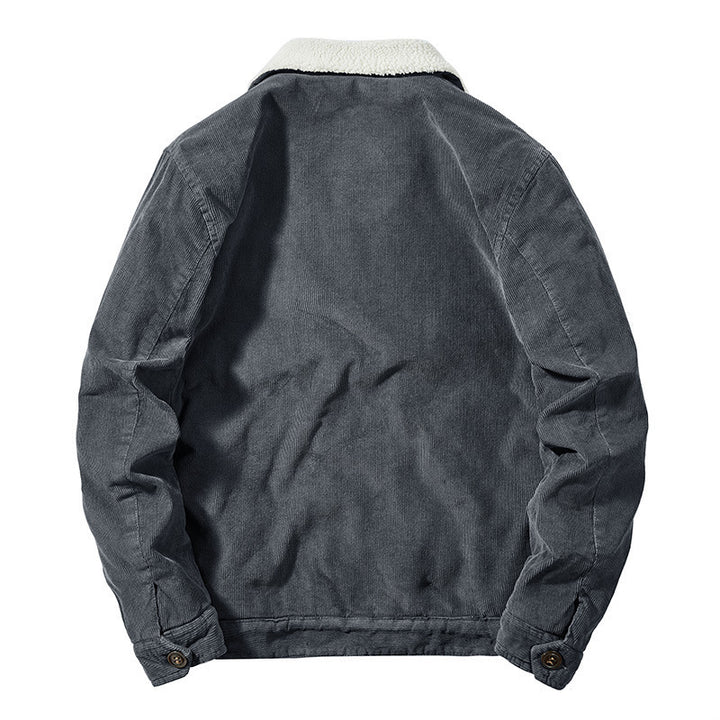 Herren Cord-Worker-Truckerjacke mit wärmender Sherpa-Innenfütterung und Hemdkragen Echoarchiv