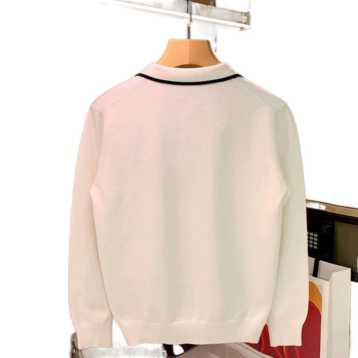 Herren Feinstrick-Polopullover mit offenem Polokragen und kontrastierter Kanten Echoarchiv