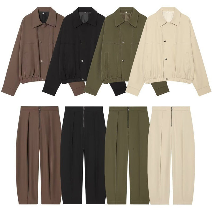 Damen weite Cropped-Hose mit hoher Taille, Kellerfalten und sichtbarem Frontreißverschluss Echo Archiv