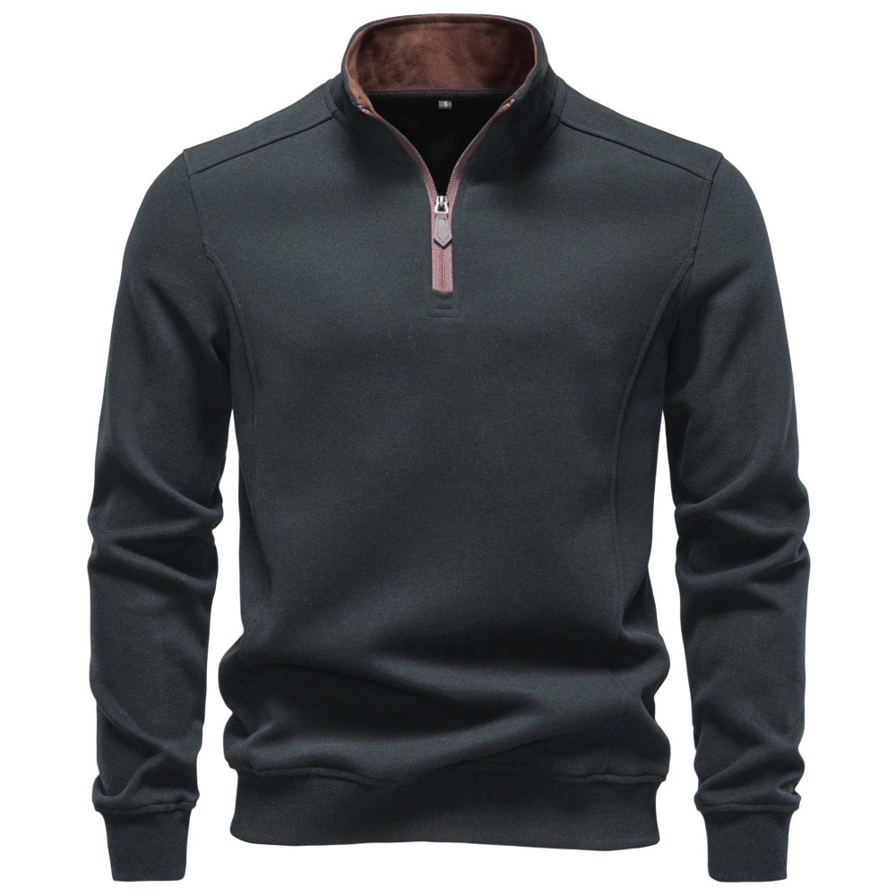 Herren Troyer-Pullover mit kurzem Reißverschluss und Stehkragen Echoarchiv