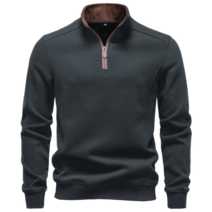 Herren Troyer-Pullover mit kurzem Reißverschluss und Stehkragen Echoarchiv