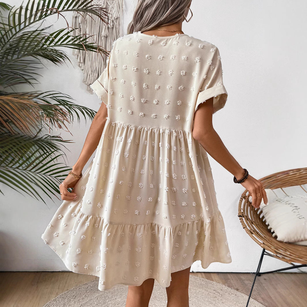 Damen Verspieltes Sommerkleid mit V-Ausschnitt und Rüschensaum Echo Archiv