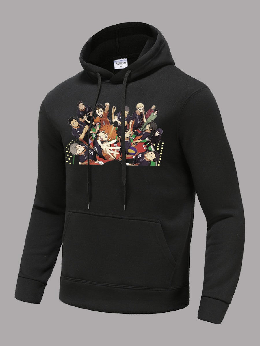 Herren Hoodie mit stylishem Anime-Druck Echoarchiv