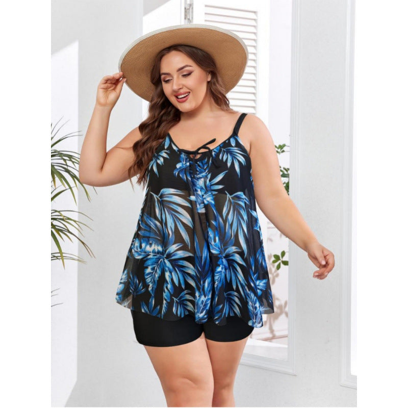 Damen Tankini-Set mit floralem Oberteil und figurbetonendem Unterteil Echo Archiv