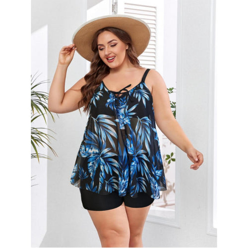 Damen Tankini-Set mit floralem Oberteil und figurbetonendem Unterteil Echo Archiv
