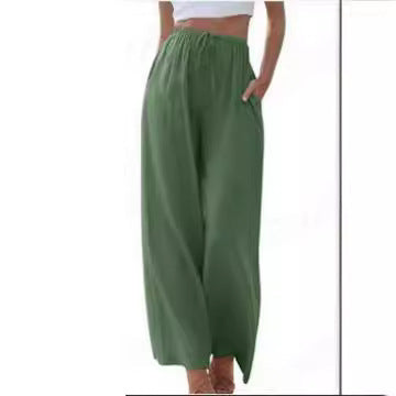 Damen weite Leinenhose mit elastischem Bund und praktischen Seitentaschen Echo Archiv