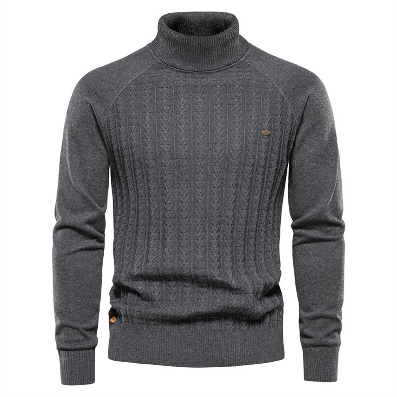 Herren Strickpullover mit modischem Stehkragen und strukturiertem Design Echoarchiv