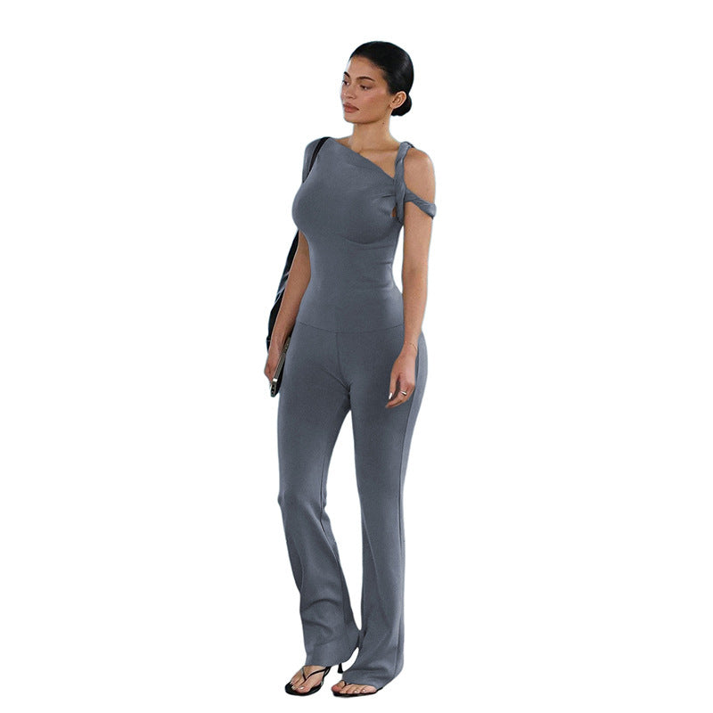 Damen Trendiger Jumpsuit mit asymmetrischem Design und elegantem Träger Echo Archiv