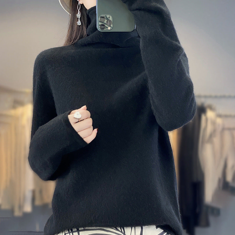 Damen Weicher Feinstrick-Rollkragenpullover mit kaschmirähnlicher Haptik und verlängerten Bündchen Echoarchiv