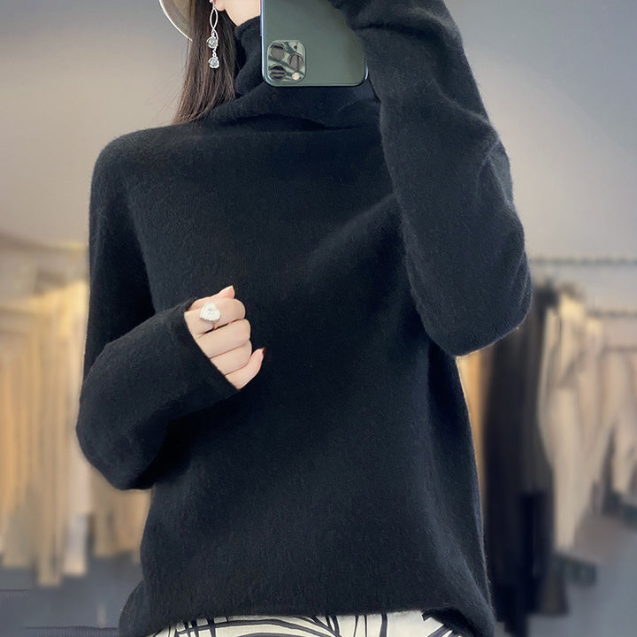 Damen Weicher Feinstrick-Rollkragenpullover mit kaschmirähnlicher Haptik und verlängerten Bündchen Echoarchiv