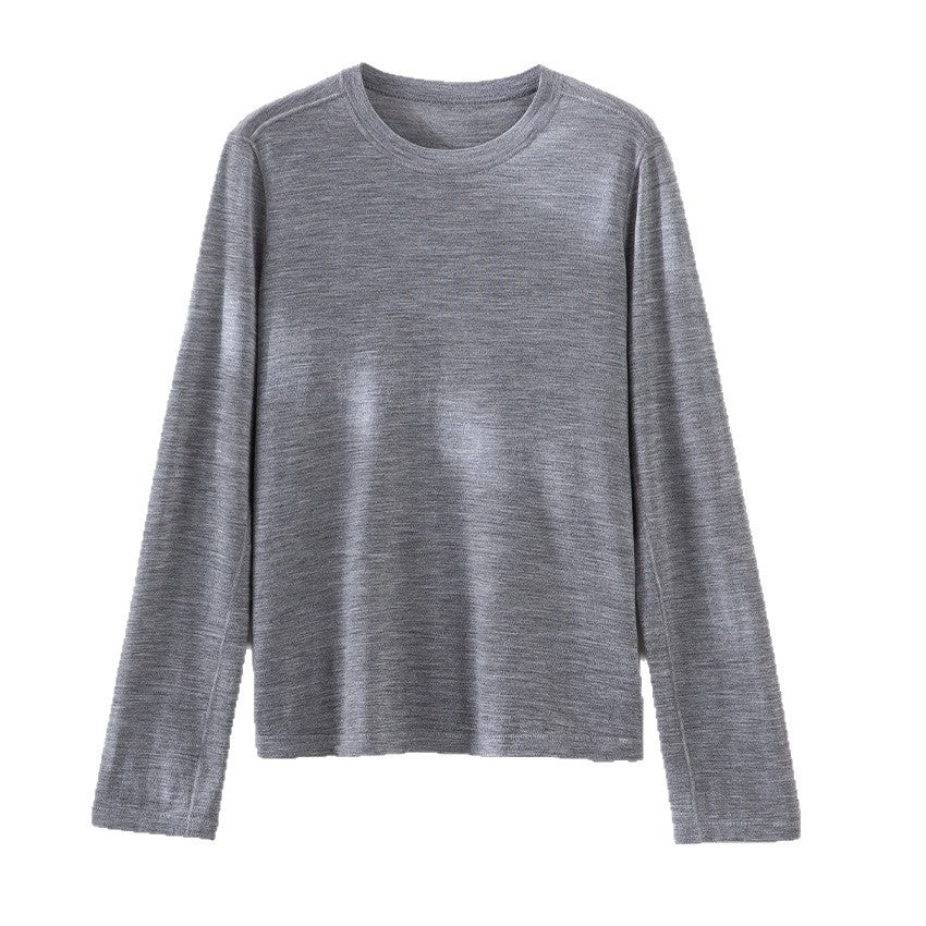 Damen Feines Langarm-Feinstrickshirt mit Rundhalsausschnitt und gerader Silhouette Echoarchiv