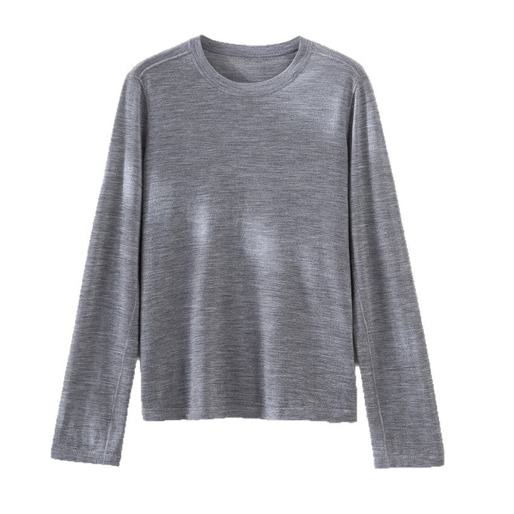 Damen Feines Langarm-Feinstrickshirt mit Rundhalsausschnitt und gerader Silhouette Echoarchiv