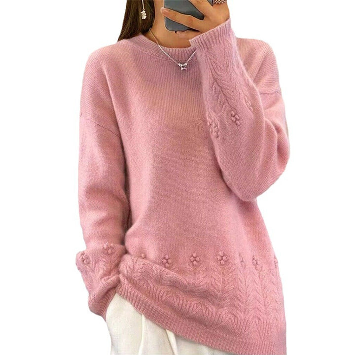 Damen nan kuscheliger Oversize Kaschmir-Mix Pullover mit Zopfmuster und Perlenapplikation Echo Archiv