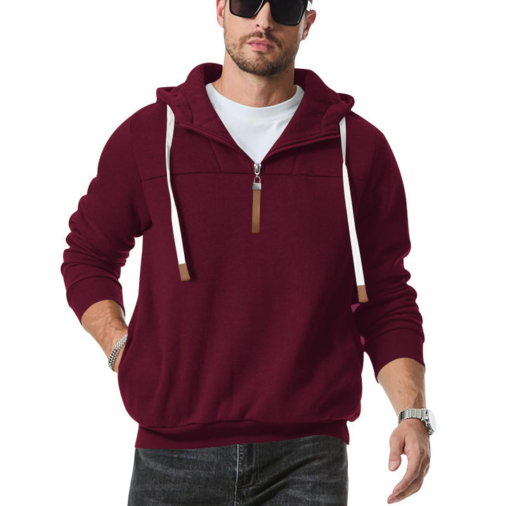 Herren sportlicher Kapuzenpullover mit halbem Reißverschluss und elastischem Saum Echoarchiv