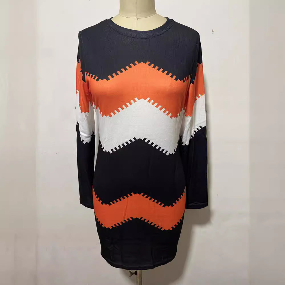 Damen nan Longsleeve-Strickkleid mit Chevron-Muster, geradem Saum und körperumspielender Passform Echo Archiv