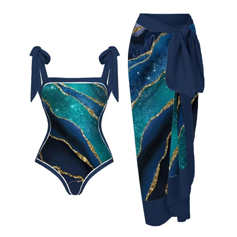 Damen Badeanzug mit elegantem Wickelrock Echo Archiv 1782104434